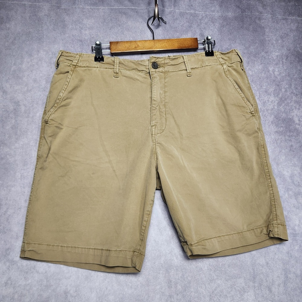 Lucky Brand Mens Khaki Brown Chino Shorts Size 36 to 38 Cotton Stretch Casual